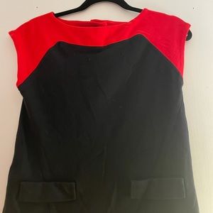 Ann Taylor red and black color block top